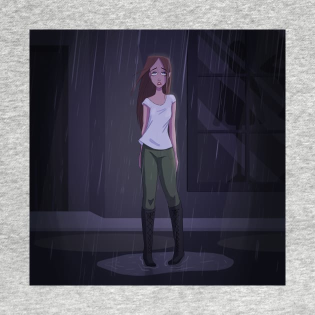 Sad in the Rain Digital Painting by PaperRain